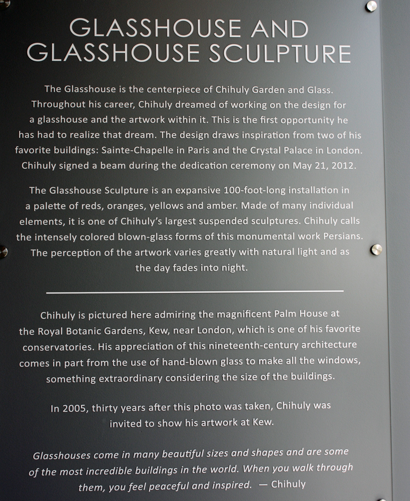 sign about the glasshouse sculpture